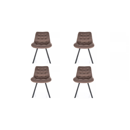 Lot de 4 chaises pivotantes en velours - Gamme Monti - Beige cappuccino