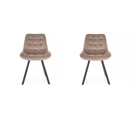 Lot de 2 chaises pivotantes en velours - Gamme Monti - Taupe