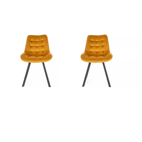 Lot de 2 chaises pivotantes en velours - Gamme Monti - Jaune