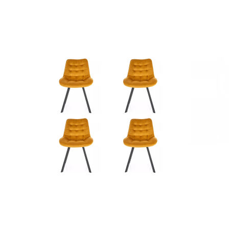 Lot de 4 chaises pivotantes en velours - Gamme Monti - Jaune