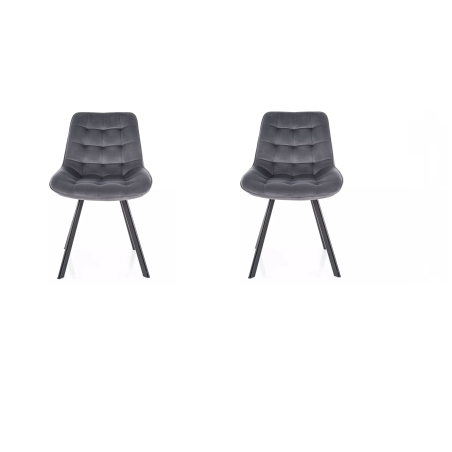 Lot de 2 chaises pivotantes en velours - Gamme Monti - Gris