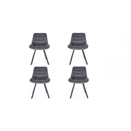 Lot de 4 chaises pivotantes en velours - Gamme Monti - Gris