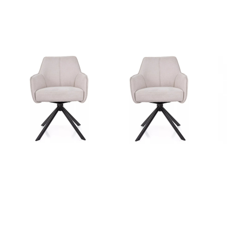 Lot de 2 chaises pivotantes en tissu - Gamme Notti - Beige clair - Tissu Brego 22
