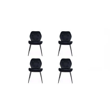 Lot de 4 chaises en velours - Gamme Rick - Noir