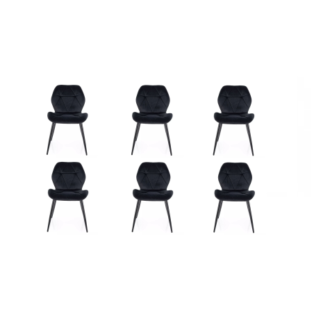 Lot de 6 chaises en velours - Gamme Rick - Noir