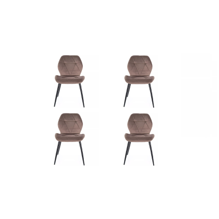 Lot de 4 chaises en velours - Gamme Rick - Beige cappuccino