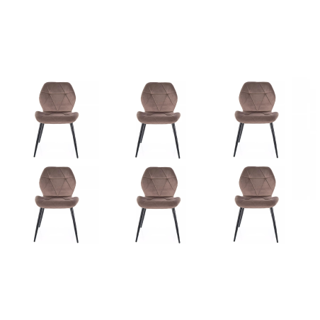 Lot de 6 chaises en velours - Gamme Rick - Beige cappuccino