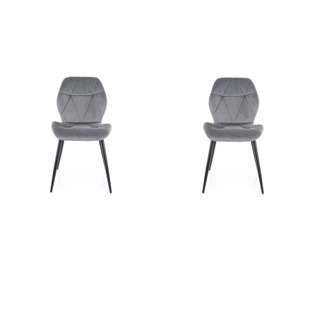 Lot de 2 chaises en velours - Gamme Rick - Gris