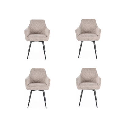 Lot de 4 chaises pivotantes en tissu - Gamme Servio - Beige clair