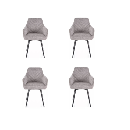Lot de 4 chaises pivotantes en tissu - Gamme Servio - Gris