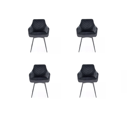 Lot de 4 chaises pivotantes en velours - Gamme Servio - Noir