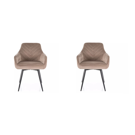 Lot de 2 chaises pivotantes en velours - Gamme Servio - Taupe