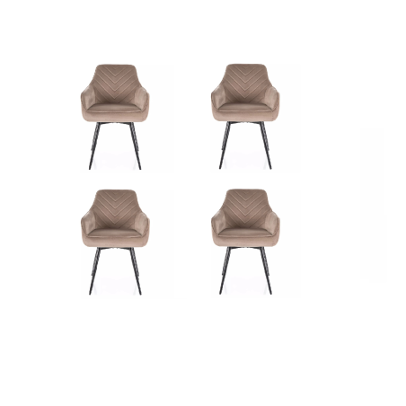 Lot de 4 chaises pivotantes en velours - Gamme Servio - Taupe