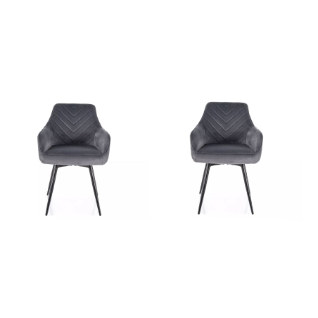 Lot de 2 chaises pivotantes en velours - Gamme Servio - Gris