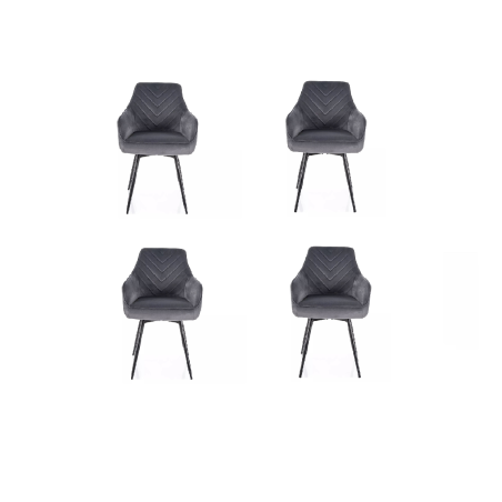 Lot de 4 chaises pivotantes en velours - Gamme Servio - Gris