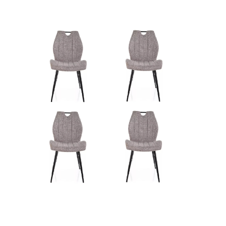 Lot de 4 chaises en tissu - Gamme Arco - Gris