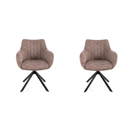 Lot de 2 chaises pivotantes en tissu - Gamme Azalia - Taupe