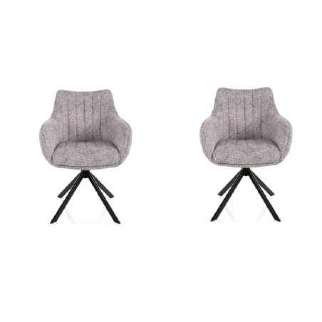 Lot de 2 chaises pivotantes en tissu - Gamme Azalia - Gris clair