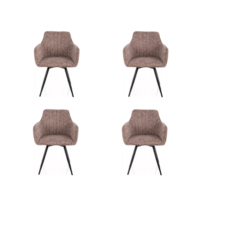 Lot de 4 chaises pivotantes en tissu - Gamme Ballo - Taupe