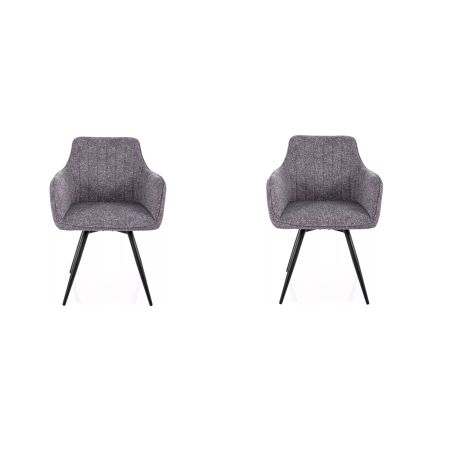 Lot de 2 chaises pivotantes en tissu - Gamme Ballo - Gris - Tissu Leo 07