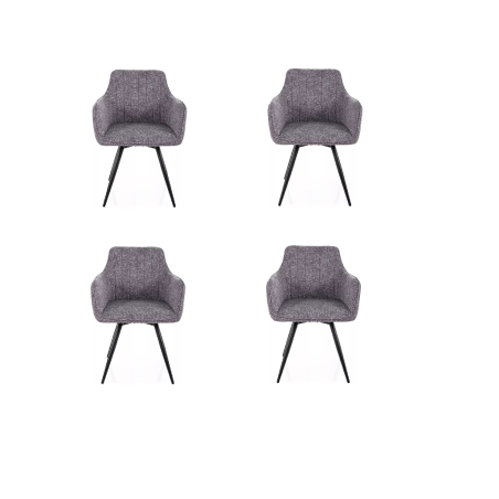 Lot de 4 chaises pivotantes en tissu - Gamme Ballo - Gris - Tissu Leo 07