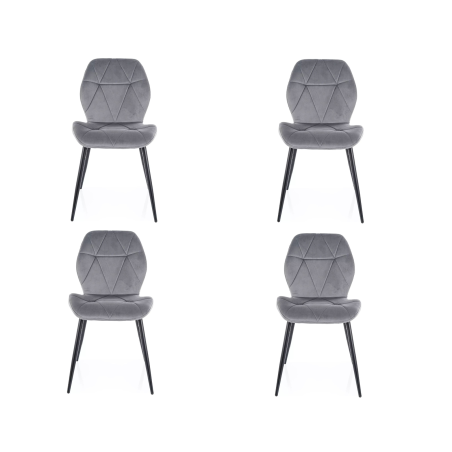 Lot de 4 chaises en velours - Gamme Rick - Gris