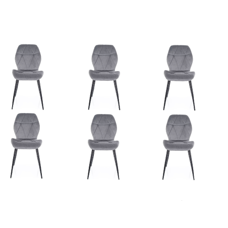 Lot de 6 chaises en velours - Gamme Rick - Gris