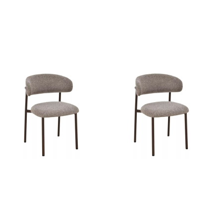 Lot de 2 chaises en tissu - Gamme Elton II - Beige cappuccino - Piètement marron
