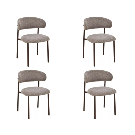 Lot de 4 chaises en tissu - Gamme Elton II - Beige cappuccino - Piètement marron