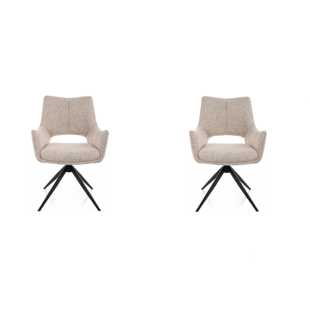 Lot de 2 chaises pivotantes en tissu - Gamme Fino II - Beige
