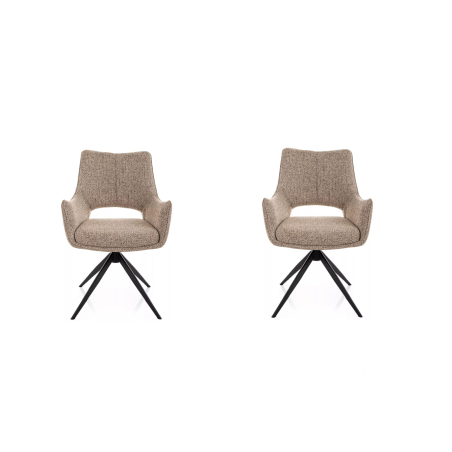 Lot de 2 chaises pivotantes en tissu - Gamme Fino II - Taupe