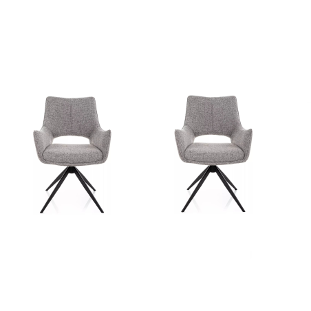 Lot de 2 chaises pivotantes en tissu - Gamme Fino II - Gris