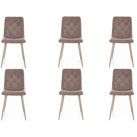 Lot de 6 chaises en tissu - Gamme Jerry - Beige