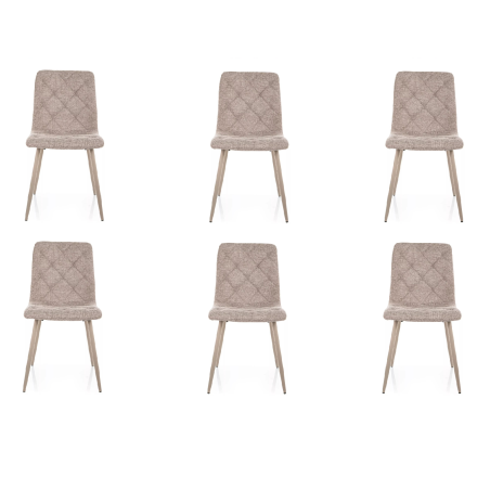 Lot de 6 chaises en tissu - Gamme Jerry - Beige clair