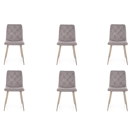 Lot de 6 chaises en tissu - Gamme Jerry - Gris