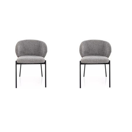 Lot de 2 chaises en tissu - Gamme Kioto - Gris - Piètement noir