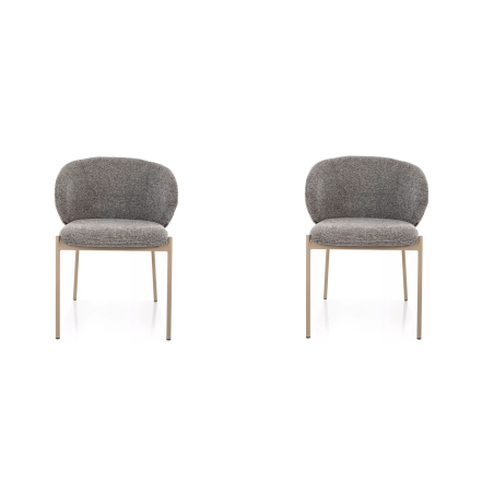 Lot de 2 chaises en tissu - Gamme Kioto - Gris - Piètement taupe