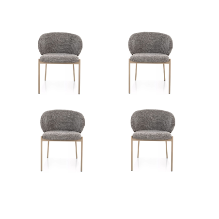 Lot de 4 chaises en tissu - Gamme Kioto - Gris - Piètement taupe