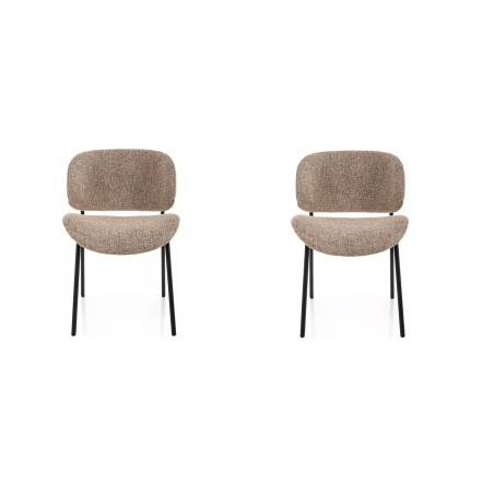 Lot de 2 chaises en tissu - Gamme Kiso - Taupe - Piètement noir