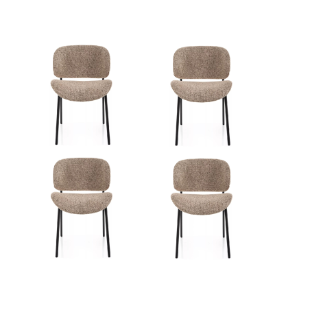 Lot de 4 chaises en tissu - Gamme Kiso - Taupe - Piètement noir