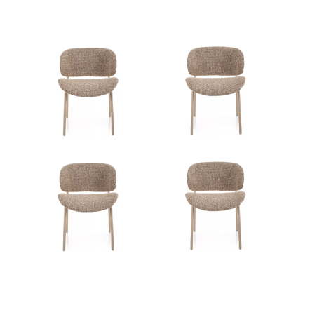 Lot de 4 chaises en tissu - Gamme Kiso - Taupe - Piètement taupe