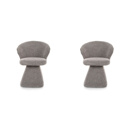 Lot de 2 chaises pivotantes en tissu - Gamme Nago - Gris
