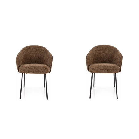 Lot de 2 chaises en tissu - Gamme Nao - Beige cappuccino