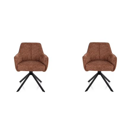 Lot de 2 chaises pivotantes en tissu - Gamme Notti - Camel