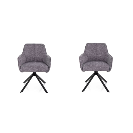 Lot de 2 chaises pivotantes en tissu - Gamme Notti - Gris