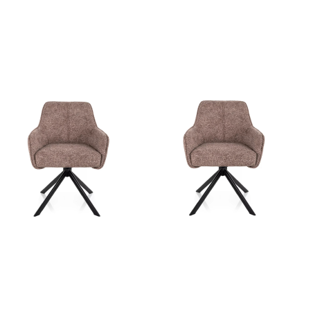 Lot de 2 chaises pivotantes en tissu - Gamme Notti - Taupe