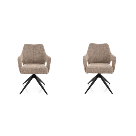 Lot de 2 chaises pivotantes en tissu - Gamme Olsen - Taupe