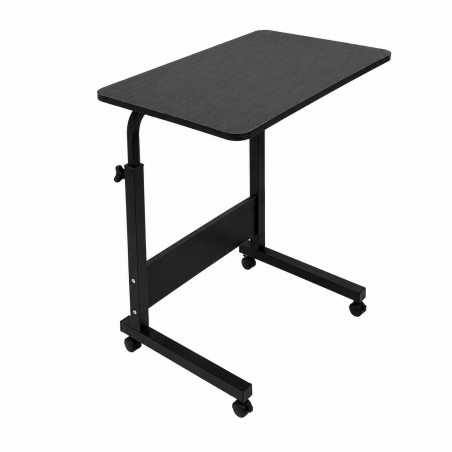 Table d'ordinateur réglable en hauteur 65 à 89 cm avec roulettes - 60 x 40 cm - Noir