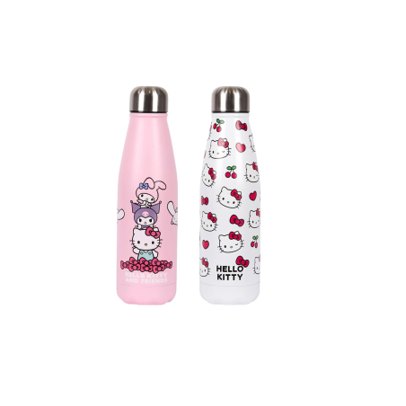 Lot de 2 bouteilles isothermes Hello Kitty 50 cl - 2 couleurs et motifs assortis