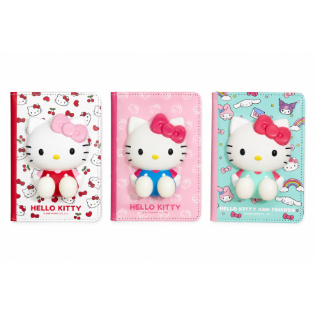 Lot de 3 carnets 3D Hello Kitty A6 - 3 couleurs et motifs assortis